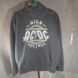 AC/DC High Voltage Black Pullover Hoodie Kangaroo Pocket Drawstring G- M